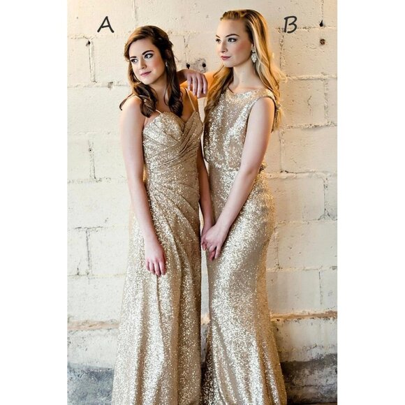 Sorella Vita Dress 10 Maxi Formal Gown Rose Gold Sequins Bridesmaid 8884 Prom - Picture 11 of 16